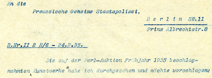 Eberhard Hanfstaengl an die Gestapo