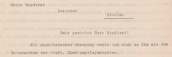 Ismar Littmann an Stadtrat Leissner