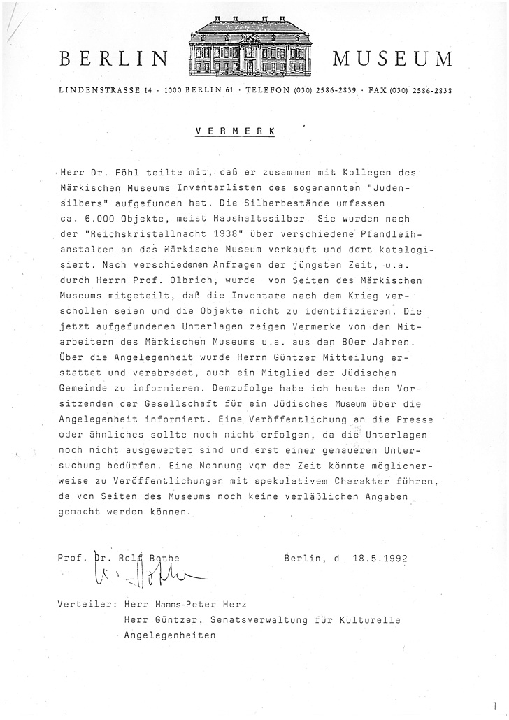 maschinenschriftlicher Vermerk