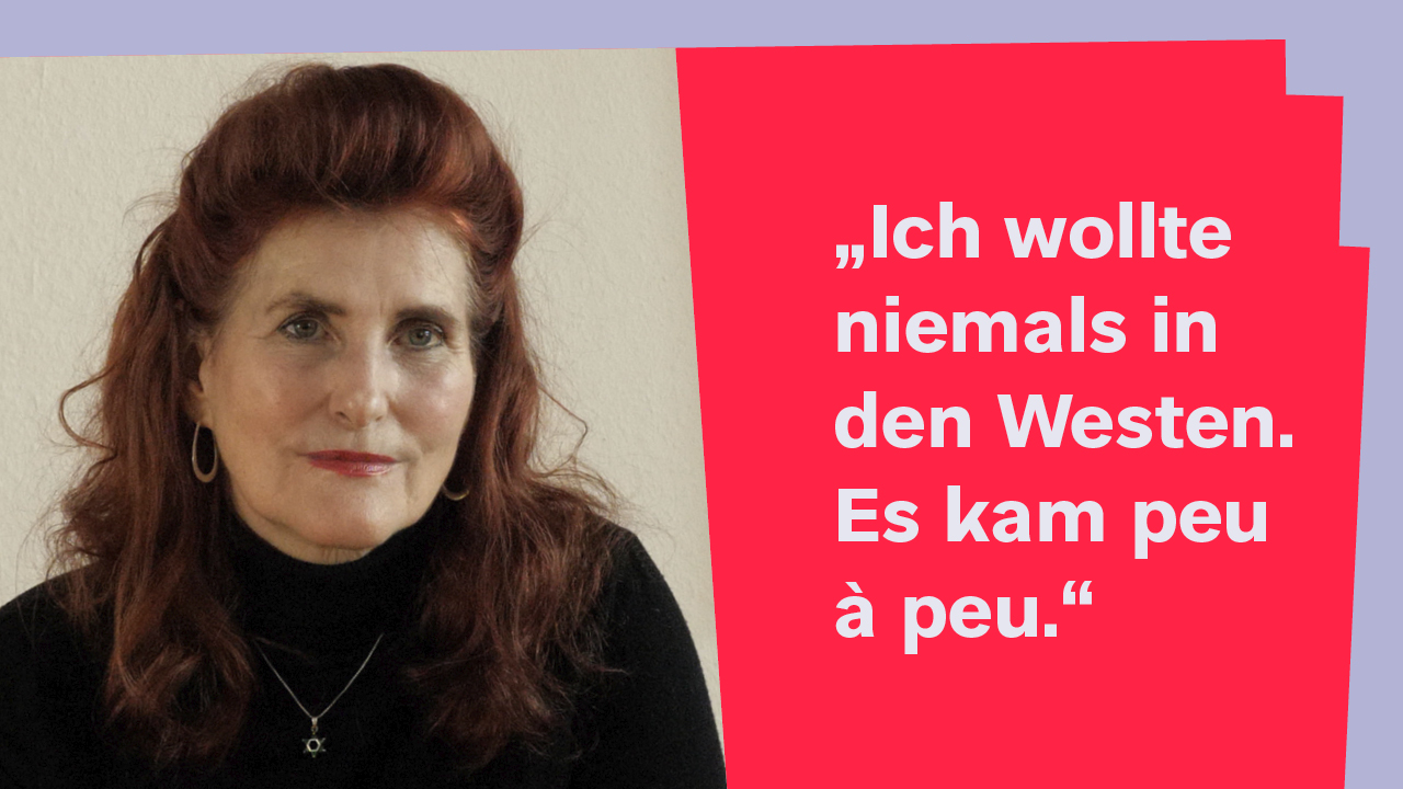 Porträt von Ruth Zadek mit Zitat: Ich wollte niemals in den Westen. Es kam peu à peu.