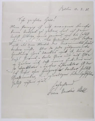Old letter document. Handwritten in serif font