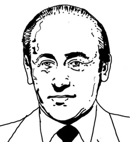 Skizzenhaftes schwarz-weiß-Porträt von Paul Celan.