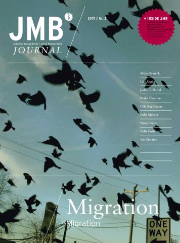 Cover of “Migration”: a flock of black birds flying through the sky