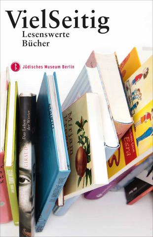 Brochure Cover of “VielSeitig”: a row of colorful books