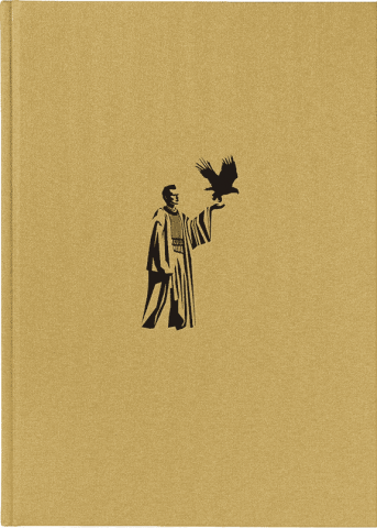 The cover shows a black figure on a golden background. Her left arm is raised, on her hand an eagle takes flight.