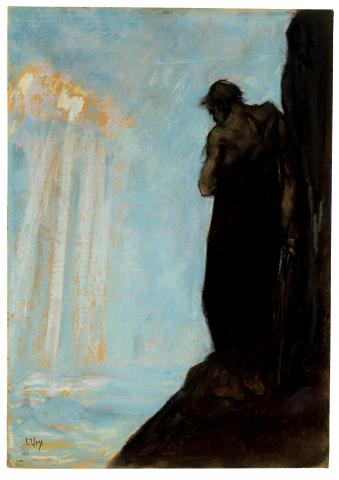 Gemälde: Lesser Ury, Moses sieht das Gelobte Land vor seinem Tode.