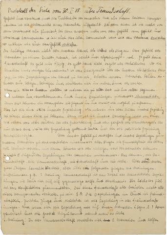 Somewhat yellowed sheet of paper covered in crowded handwriting