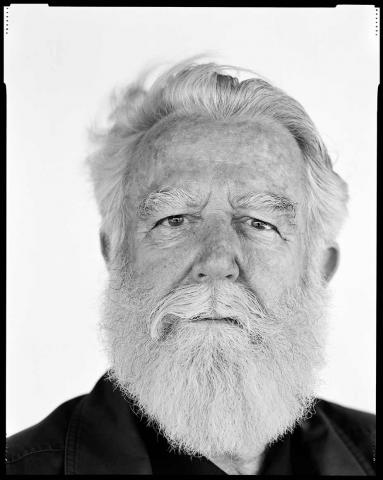 Black-and-white portrait photo of James Turrell