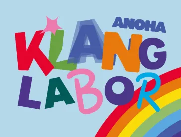 Graphic: Colorful letters on a light blue background and rainbow.