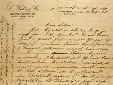 Die erste handschriftliche Briefseite dem im Flie&szlig;text erw&auml;hnten Briefes, beginnend mit der Anrede: Meine Lieben!