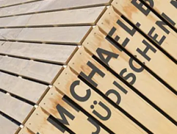 Entrance to the academy with lettering.