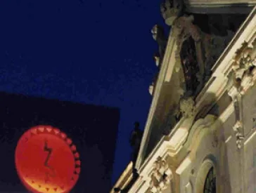 Facade against night sky