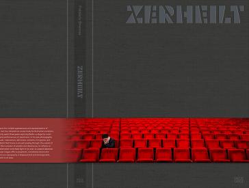 Gray book cover with the title ZERHEILT and a banderole with a photo of a person sitting alone in the red audience seats of a theater