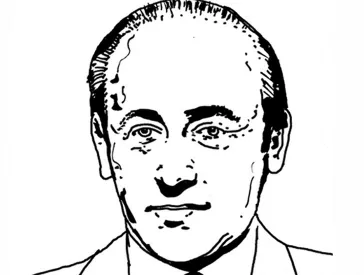 Schwarz-weiß-Zeichnung: Porträt von Paul Celan.