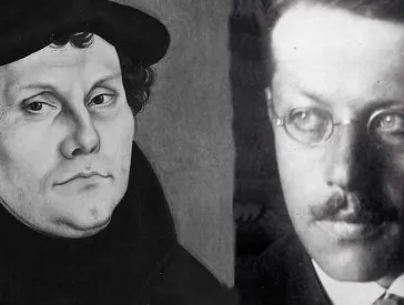 Cranach-Gemälde Luther und Foto von Franz Rosenzweig als Collage