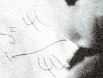 Catalogue Cover for the Exhibition “10+5=Gott”: black and white photograph of a close up of a hand writing numbers.