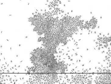 On a white background, the ones and zeros are randomly distributed.