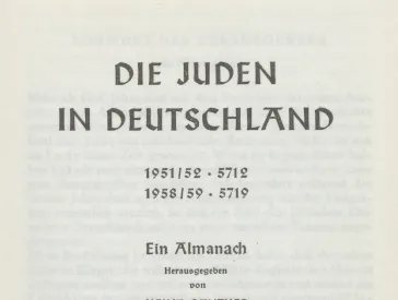 Die erste Seite, auch genannt Schmutztitel, des Buches: Die Juden in Deutschland.