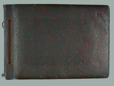 Cover of a landscape photo album with leather binding