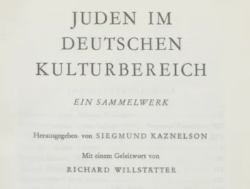 Die erste Seite, auch genannt Schmutztitel, des Buches: Juden im deutschen Kulturbereich.