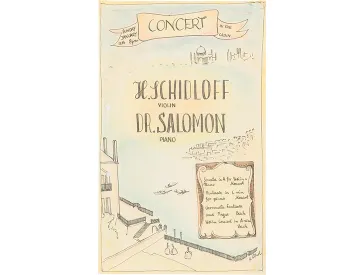 Handschriftliche und gezeichnete Konzertankündigung