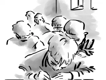 Zeichnung: Kinder sind konzentriert am schrieben.