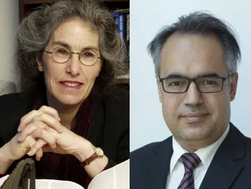 Zwei Porträtfotos: ein Mann und eine Frau.