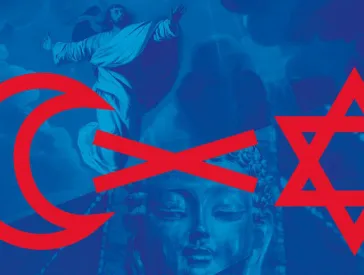 Logo der Ringvorlesung mit Halbmond und Davidstern