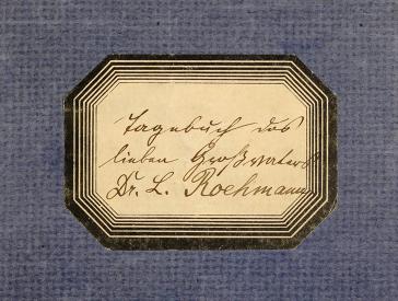 Label on the cover of a diary