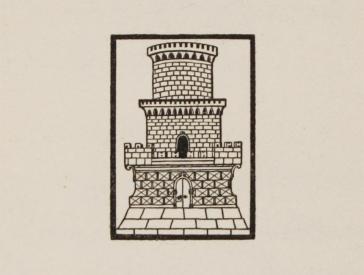 Drawing of a stone tower.