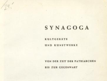 The first page, also called the half-title page, of the work Synagogues, catalog of the exhibition in Recklinghausen