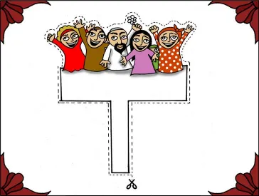 Bastelvorlage: Gezeichnete lachende, jubelnde Figuren zum Ausschneiden 