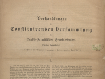 Title page of the book: Verhandlungen der Constituirenden Versammlung des Deutsch-Israelitischen Gemeindebundes.
