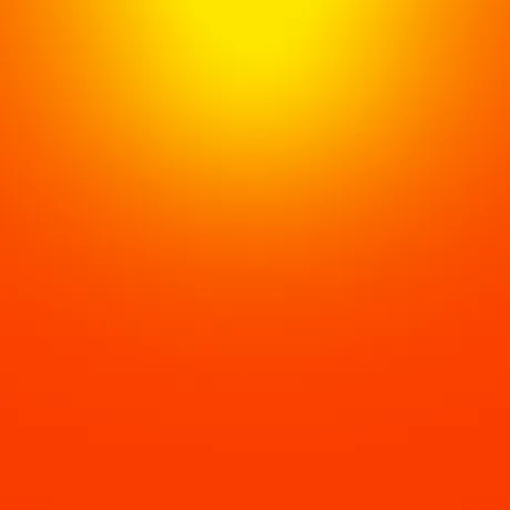 Orange Farbfl&auml;che in deren Mitte ein gelber ausstrahlender Punkt ist, der an einen Sonnenaufgang erinnert.