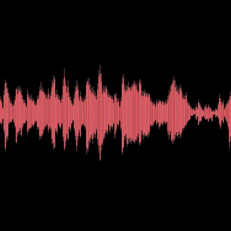Visualization of an audio track as a waveform (pale red amplitudes on a black background).