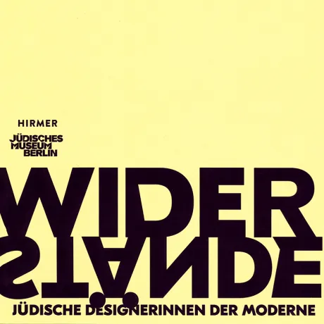  Black lettering on a light yellow background: Defiance: Jewish women and design in the modern era.