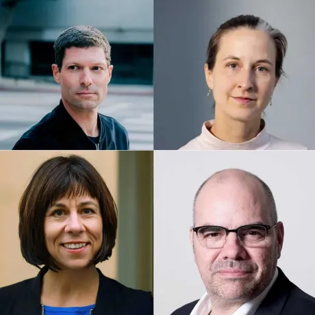 Collage of four portrait photos: two men and two women.