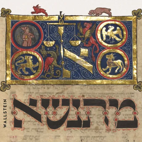 The image shows a book cover with a drawing and Hebrew characters in the lower half.