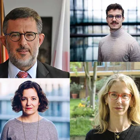 Collage aus vier Porträtfotos: zwei Männer und zwei Frauen.