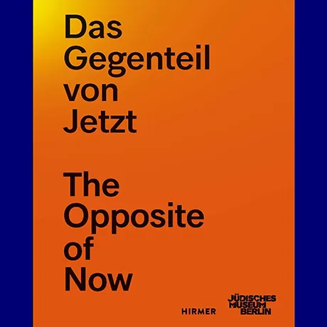 Buchcover: schwarze Buchstaben auf einem von gelb zu orangefarben verlaufenden Hintergrund mit dem Titel: Das Gegenteil von Jetzt.