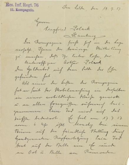 Brief, handschriftlich, mit Stempel