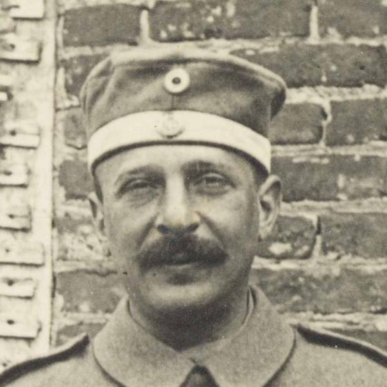 Black and white portrait of a soldier.