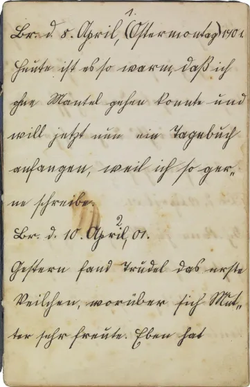 Tagebuchseite, handschriftlich