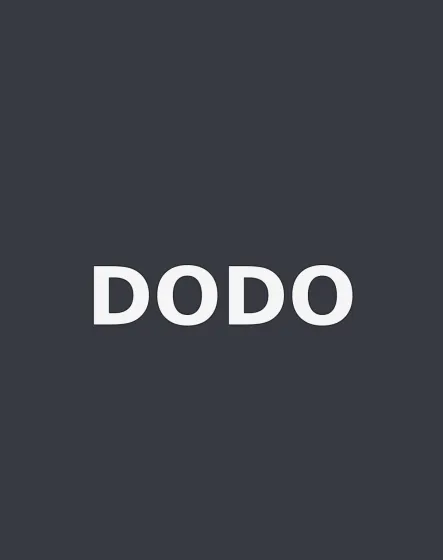 Grafik mit grauem Hintergrund und dem wei&szlig;en Schriftzug "Dodo". 