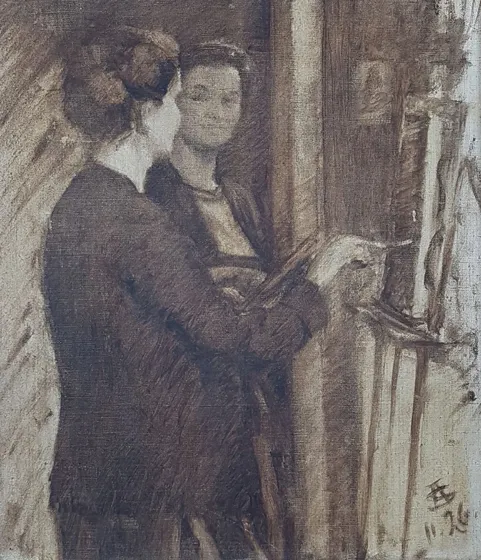  Painted self-portrait of a woman.