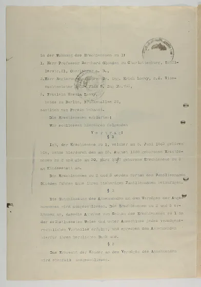 Reverse side of typewritten adoption agreement