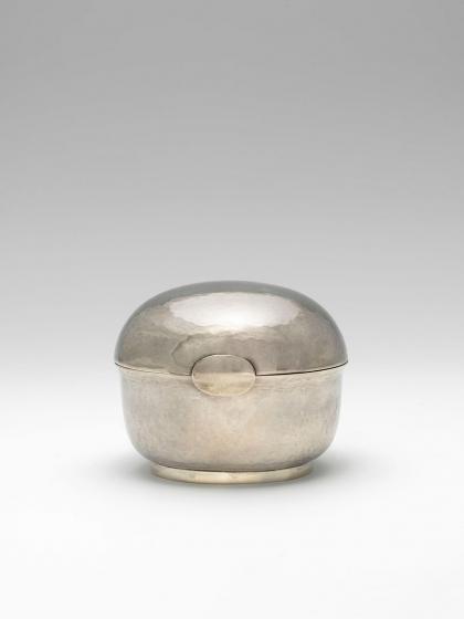 Silver box with oval cap