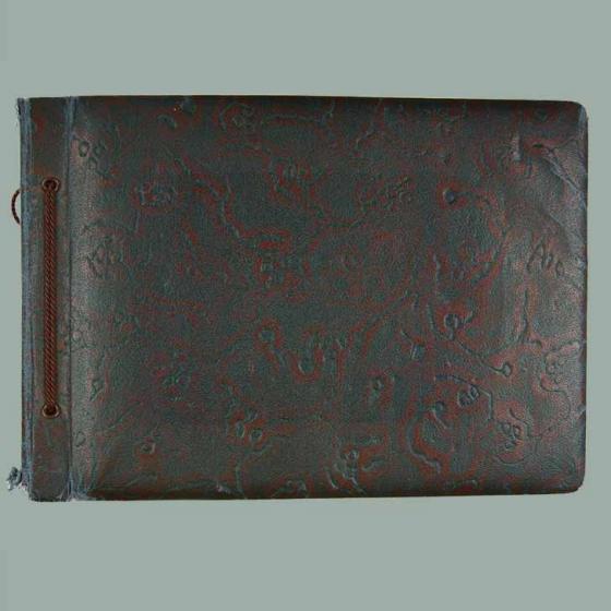 Cover of a landscape photo album with leather binding