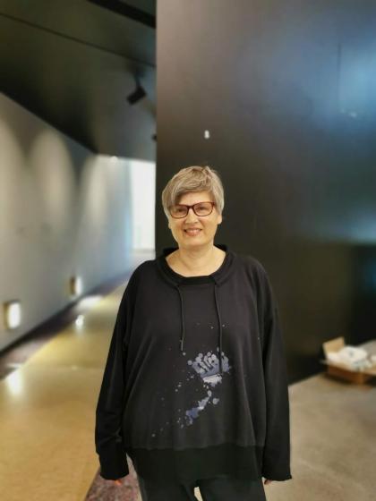 Portrait of Leonore Maier in the rooms of the new permanent exhibition