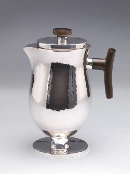 Silver teapot with horn handle